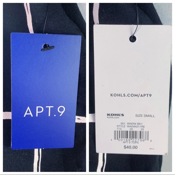 Apt. 9 black windowpane pattern floral detail sweatshirt - Picture 10 of 11